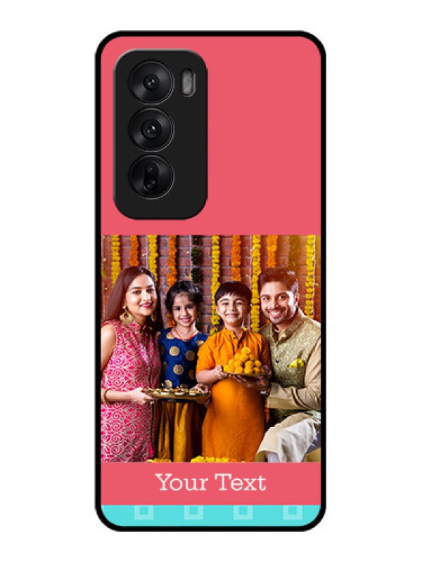 Custom Oppo Reno 12 5G Custom Glass Phone CasePeach and Blue Color Design
