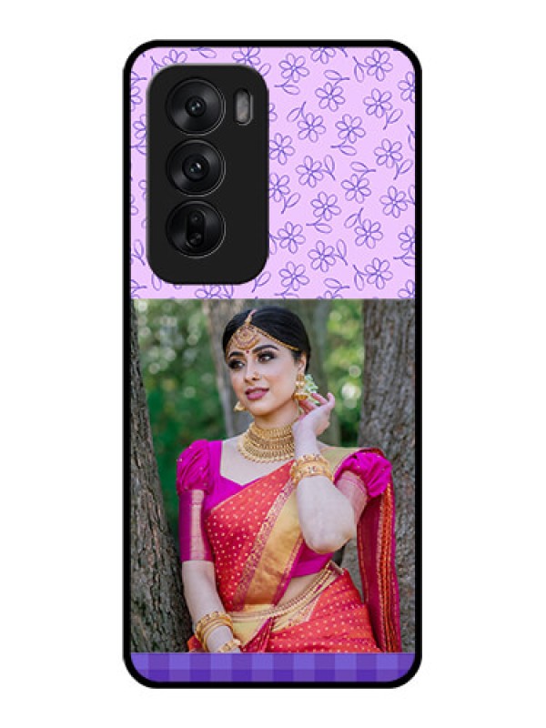 Custom Oppo Reno 12 5G Custom Glass Phone CasePurple Floral Design