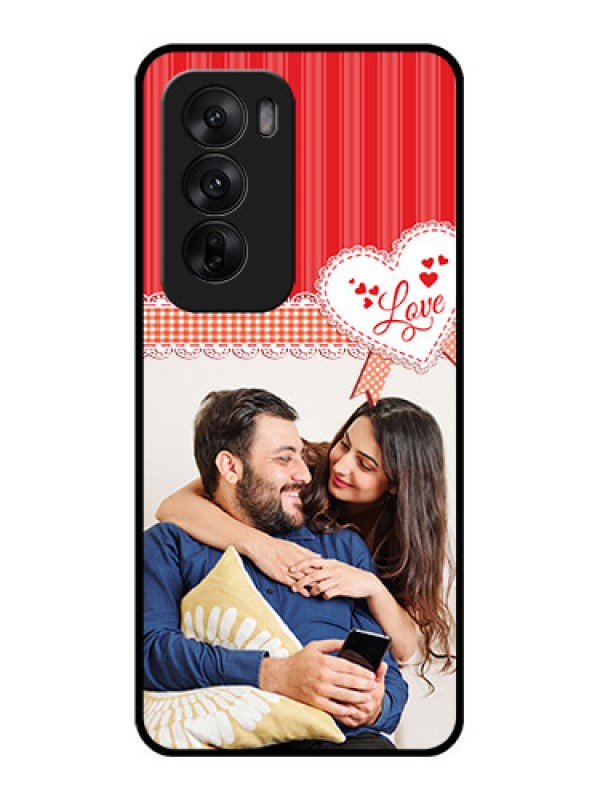 Custom Oppo Reno 12 5G Custom Glass Phone CaseRed Love Pattern Design