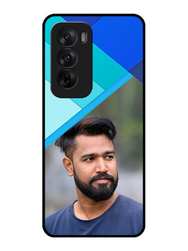 Custom Oppo Reno 12 5G Custom Glass Phone CaseBlue Pattern Design