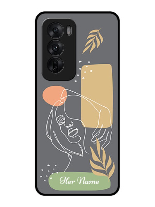 Custom Oppo Reno 12 5G Custom Glass Phone CaseGazing Woman Line Art Design