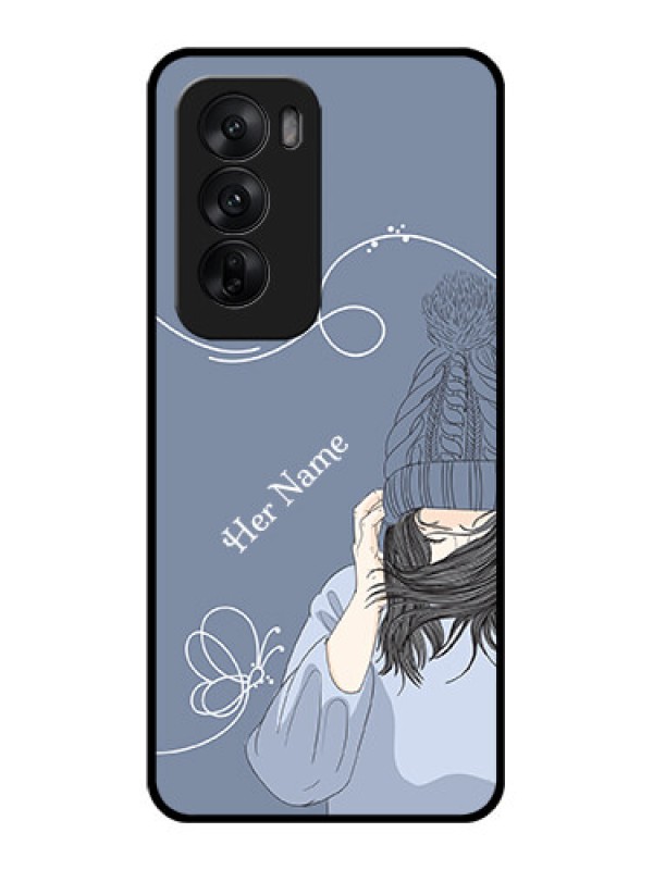 Custom Oppo Reno 12 5G Custom Glass Phone CaseGirl In Winter Outfit Design