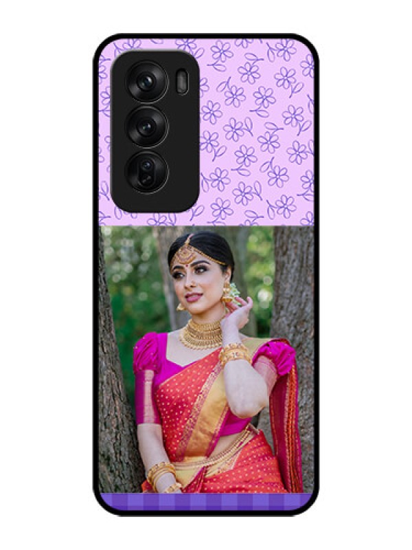 Custom Oppo Reno 12 Pro 5G Custom Glass Phone CasePurple Floral Design