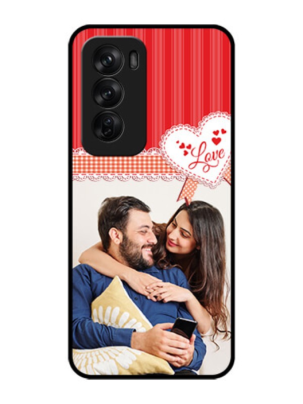Custom Oppo Reno 12 Pro 5G Custom Glass Phone CaseRed Love Pattern Design