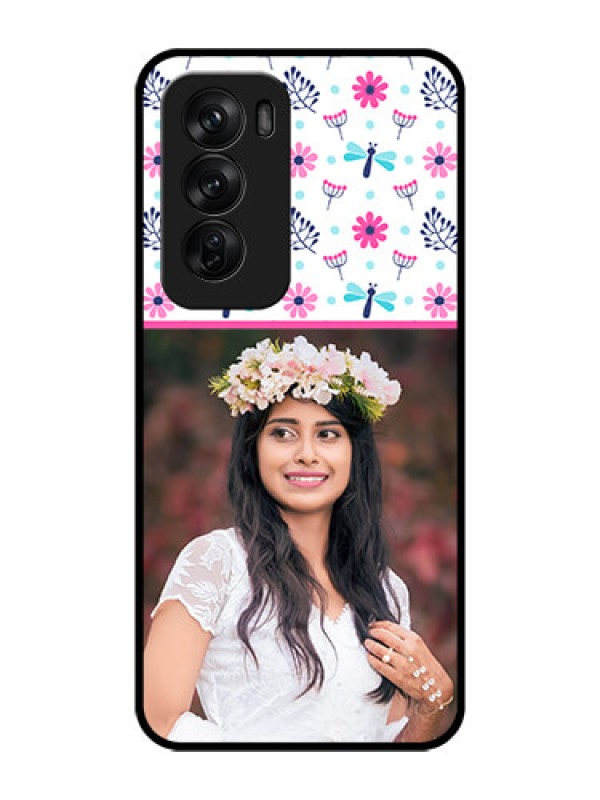 Custom Oppo Reno 12 Pro 5G Custom Glass Phone CaseColorful Flower Design