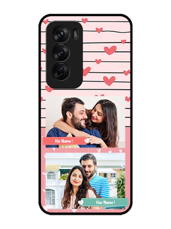 Custom Oppo Reno 12 Pro 5G Custom Glass Phone CasePhoto With Heart Design
