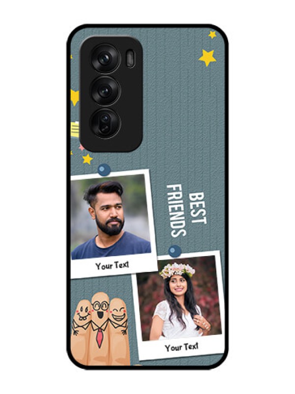 Custom Oppo Reno 12 Pro 5G Custom Glass Phone CaseSticky Frames And Friendship Design