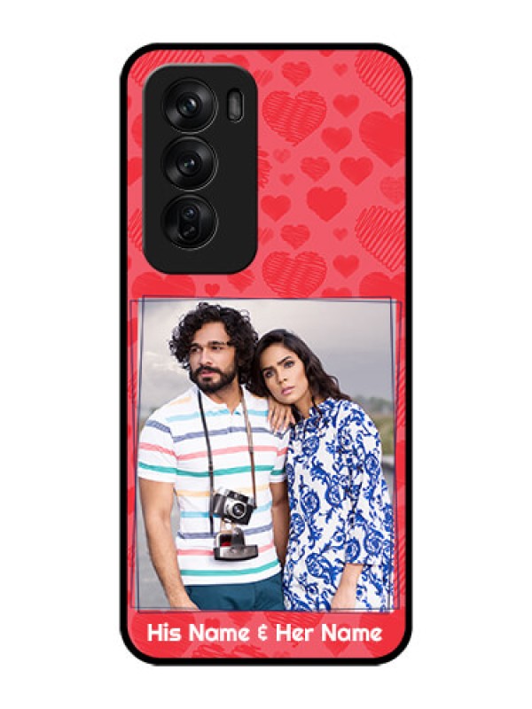 Custom Oppo Reno 12 Pro 5G Custom Glass Phone CaseWith Red Heart Symbols Design