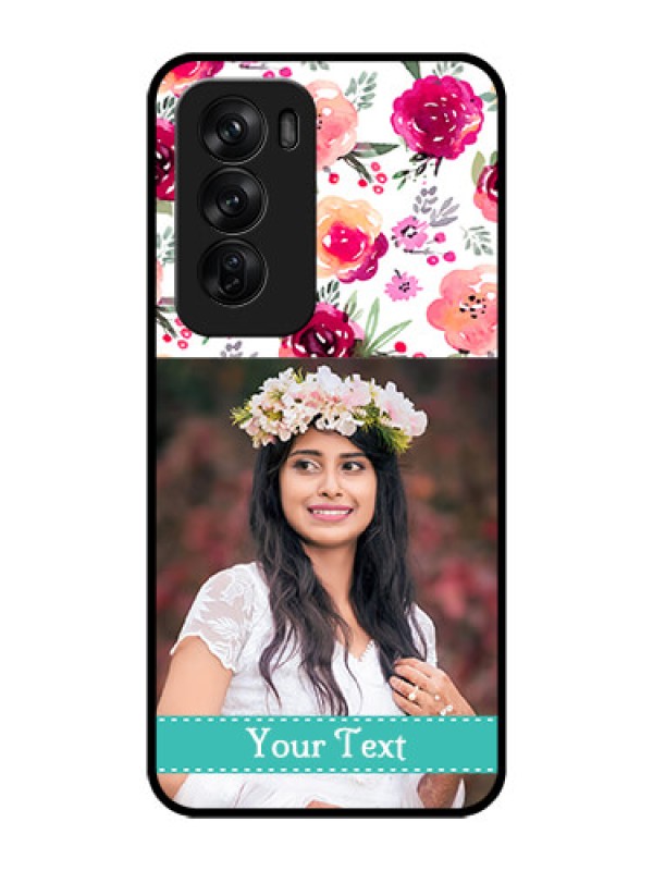 Custom Oppo Reno 12 Pro 5G Custom Glass Phone CaseWater Colors Floral Design