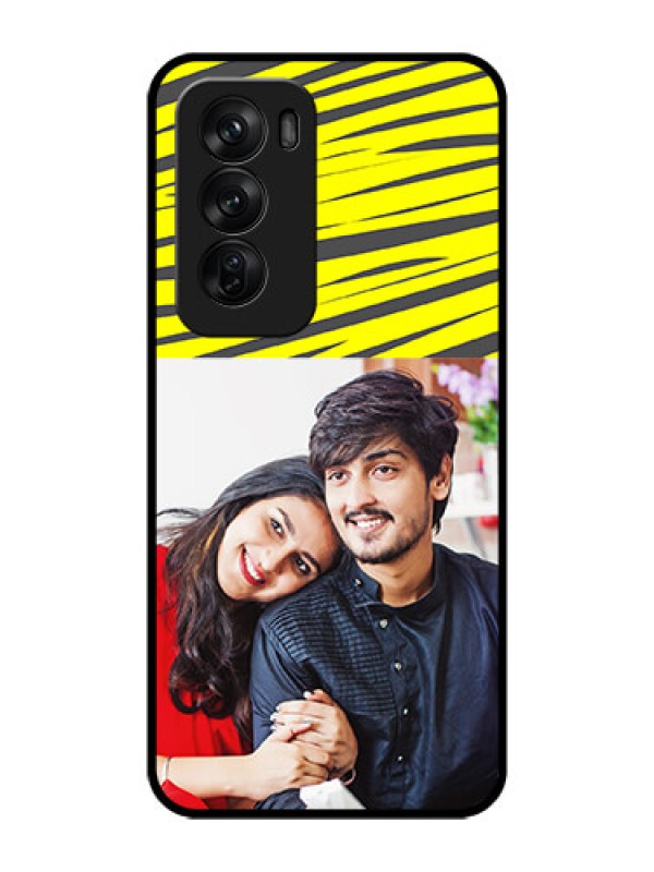 Custom Oppo Reno 12 Pro 5G Custom Glass Phone CaseYellow Abstract Design
