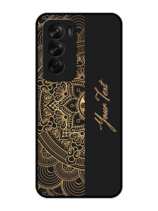 Custom Oppo Reno 12 Pro 5G Custom Glass Phone CaseMandala Art With Custom Text Design