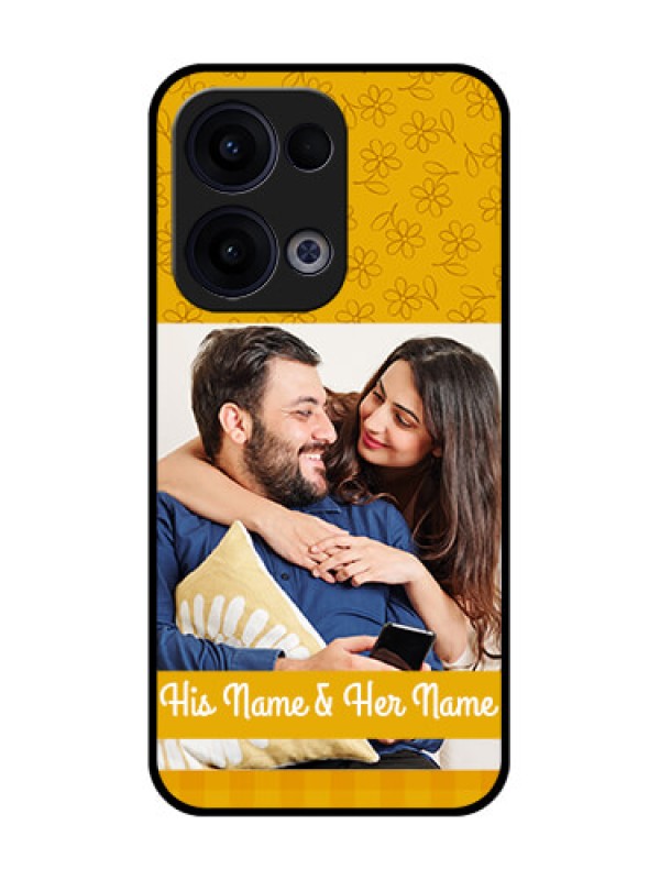 Custom Reno 13 5G Custom Glass Phone Case - Yellow Floral Design