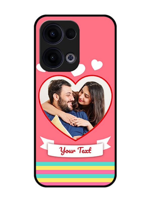 Custom Reno 13 5G Custom Glass Phone Case - Love Shapes Doodle Design