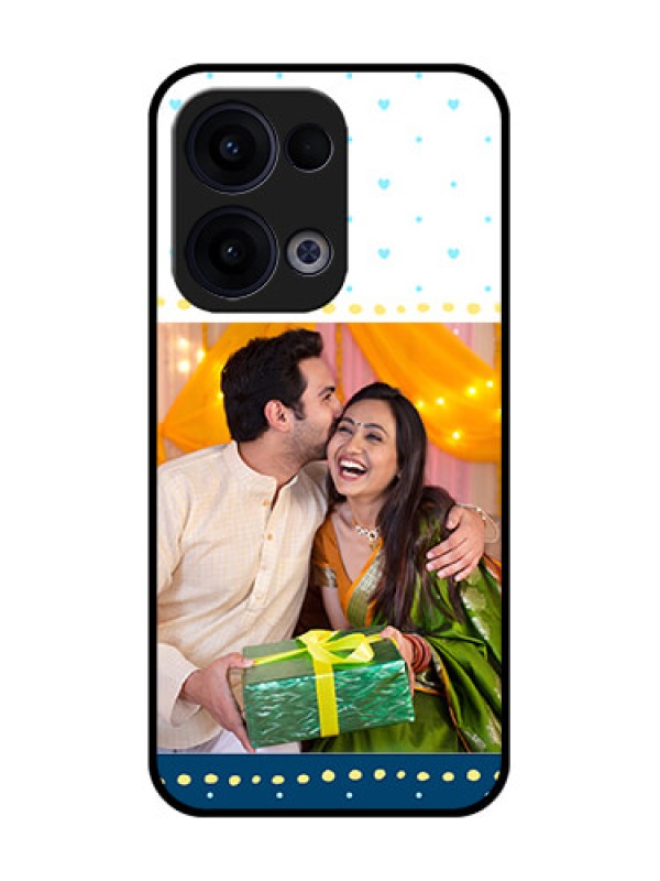 Custom Reno 13 5G Custom Glass Phone Case - White And Blue Abstract Design