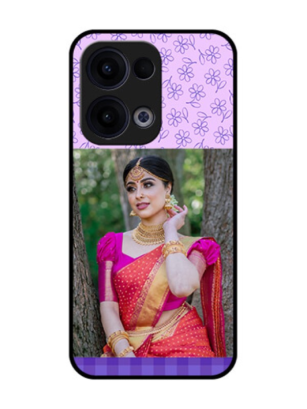 Custom Reno 13 5G Custom Glass Phone Case - Purple Floral Design