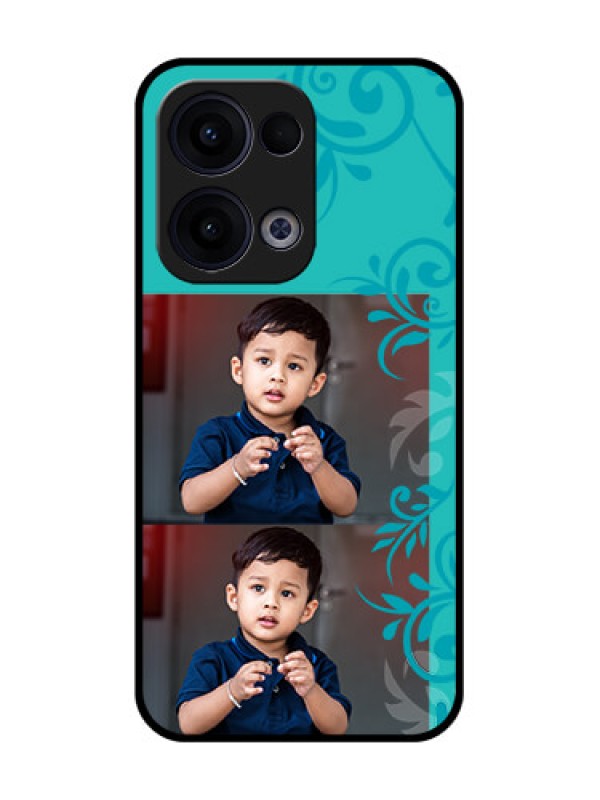 Custom Reno 13 5G Custom Glass Phone Case - With Photo And Green Floral Design
