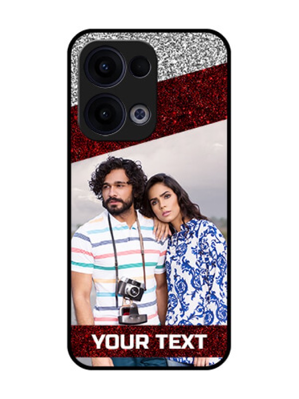 Custom Reno 13 5G Custom Glass Phone Case - Image Holder With Glitter Strip Design