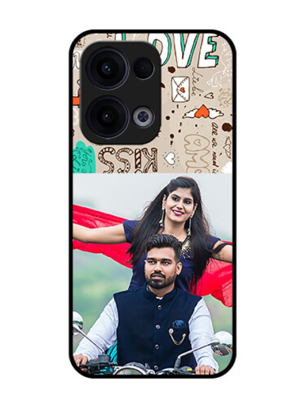 Custom Reno 13 5G Custom Glass Phone Case - Love Doodle Pattern