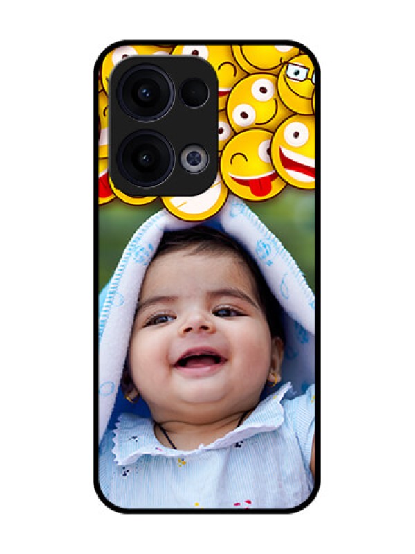 Custom Reno 13 5G Custom Glass Phone Case - With Smiley Emoji Design