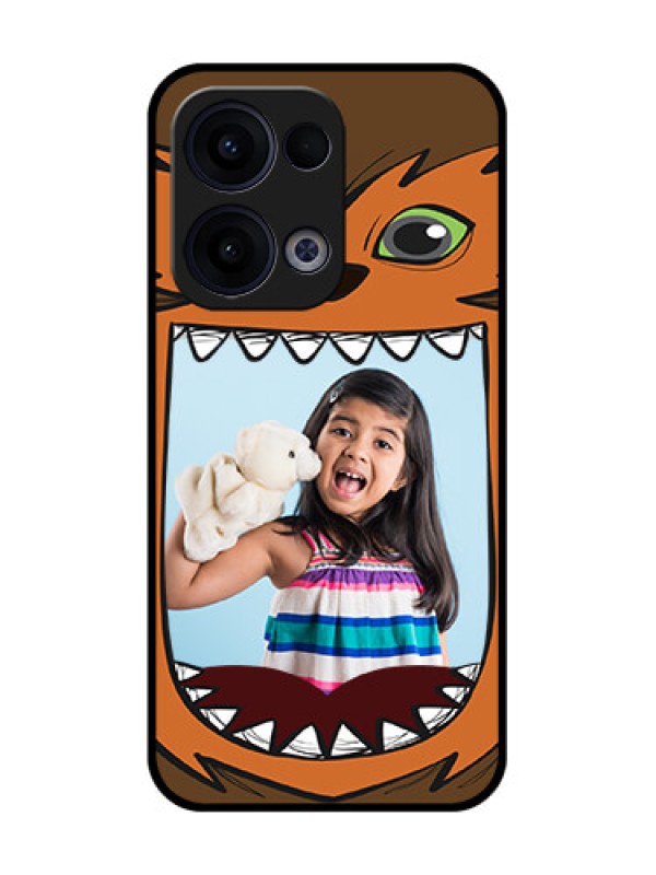 Custom Reno 13 5G Custom Glass Phone Case - Owl Monster Back Case Design