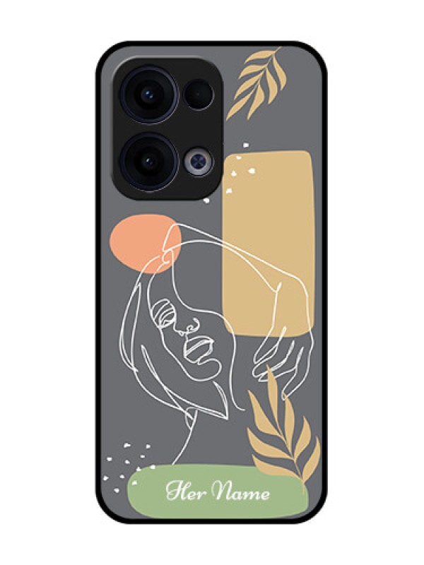 Custom Reno 13 5G Custom Glass Phone Case - Gazing Woman Line Art Design