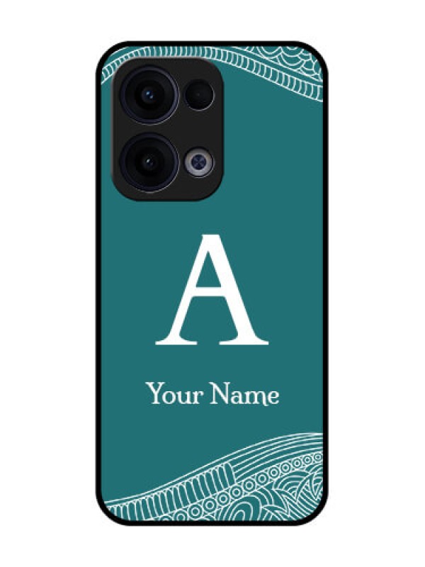 Custom Reno 13 5G Custom Glass Phone Case - Line Art Pattern With Custom Name Design
