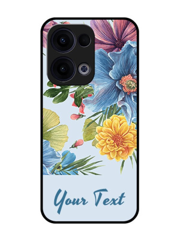 Custom Reno 13 5G Custom Glass Phone Case - Stunning Watercolored Flowers Painting Design