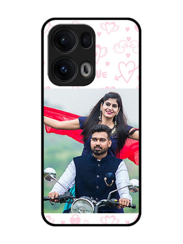 Custom Reno 13 Pro 5G Custom Glass Phone CasePink Flying Heart Design