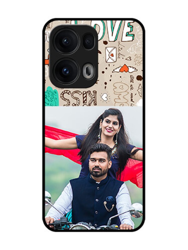Custom Reno 13 Pro 5G Custom Glass Phone CaseLove Doodle Pattern