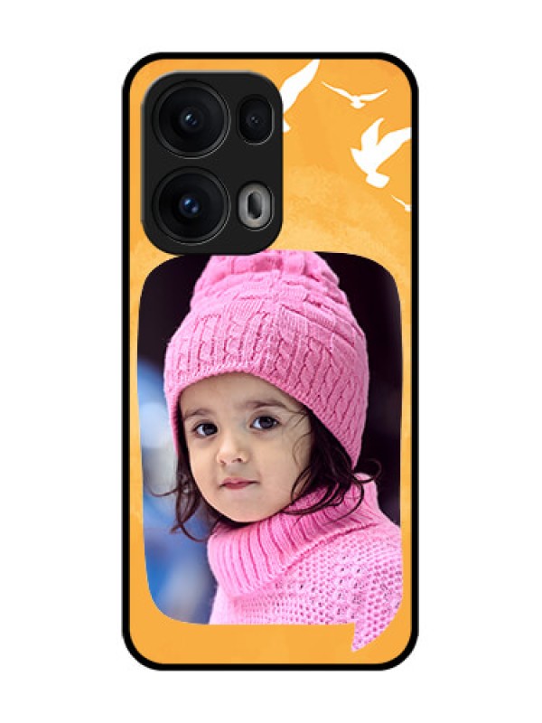 Custom Reno 13 Pro 5G Custom Glass Phone CaseWater Color Design With Bird Icons