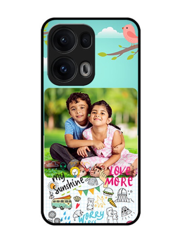 Custom Reno 13 Pro 5G Custom Glass Phone CaseDoodle Love Design