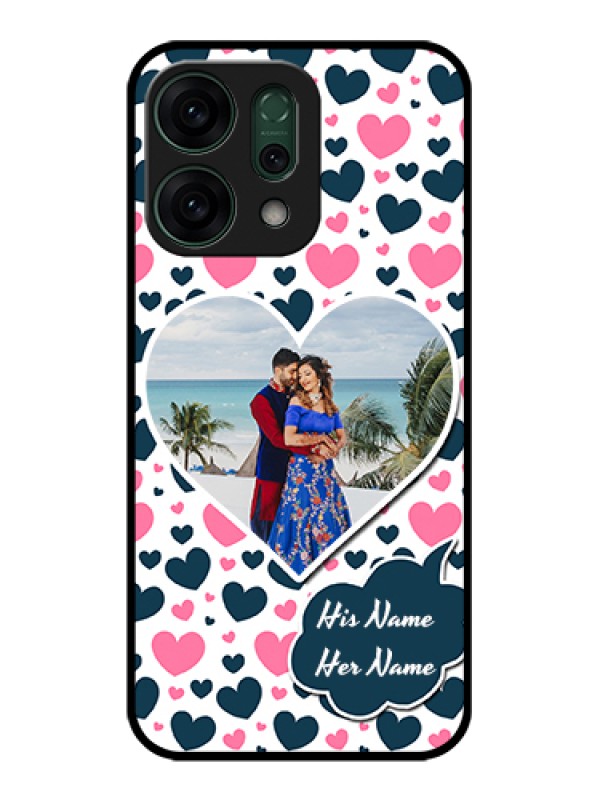 Custom Oppo Reno 14 5G Custom Glass Phone Case - Pink & Blue Heart Design