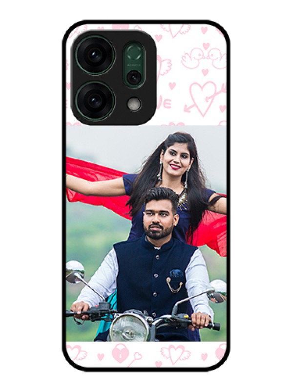 Custom Oppo Reno 14 5G Custom Glass Phone Case - Pink Flying Heart Design