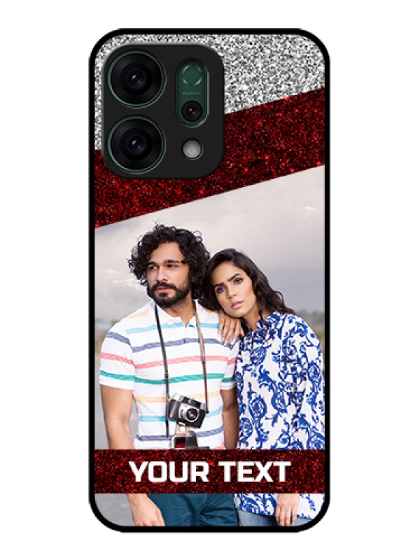 Custom Oppo Reno 14 5G Custom Glass Phone Case - Image Holder With Glitter Strip Design
