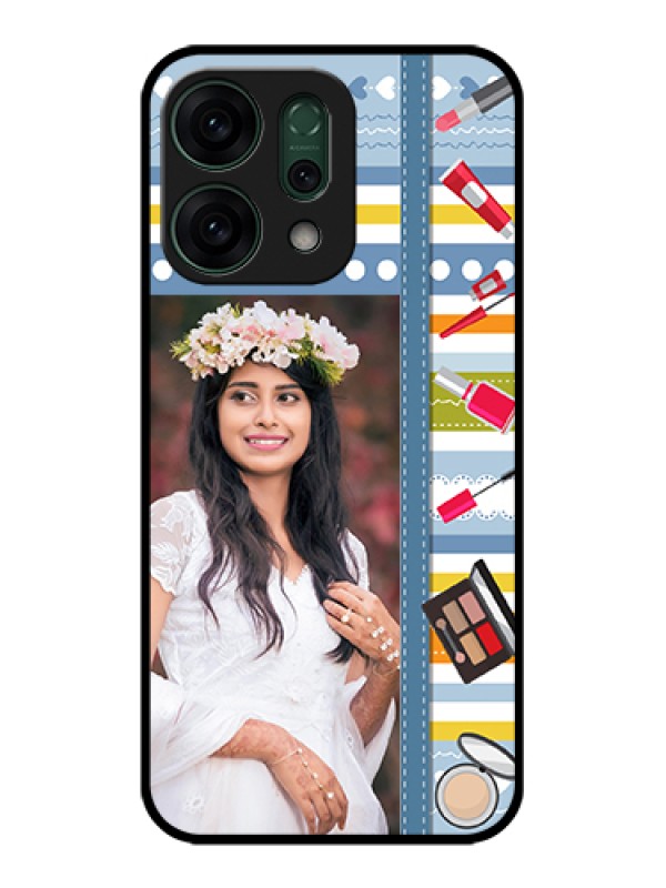 Custom Oppo Reno 14 5G Custom Glass Phone Case - Makeup Icons Design