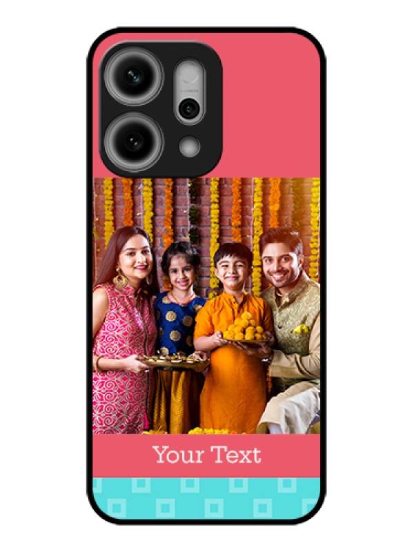 Custom Oppo Reno 14 Pro 5G Custom Glass Phone Case - Peach & Blue Color Design