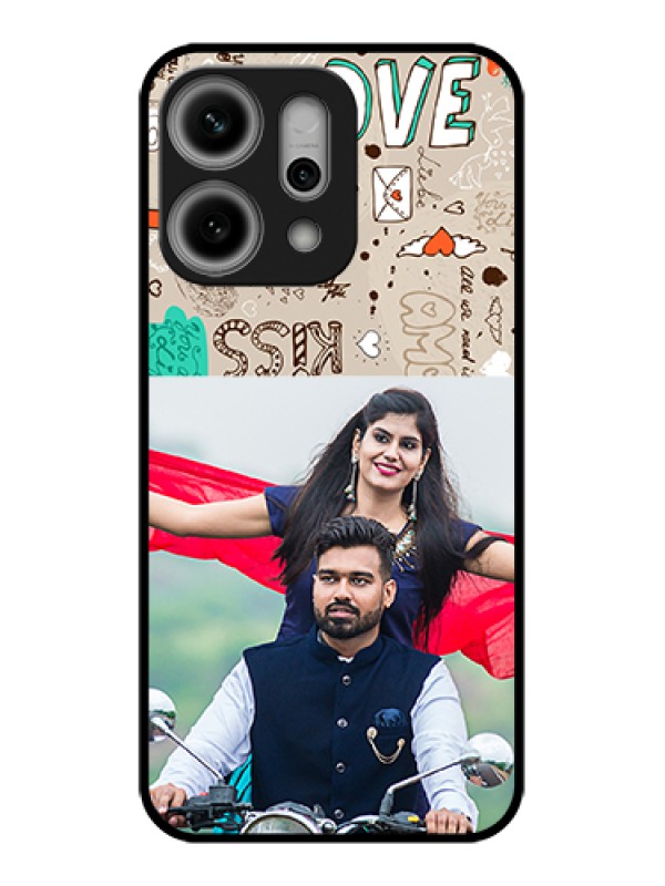 Custom Oppo Reno 14 Pro 5G Custom Glass Phone Case - Love Doodle Pattern