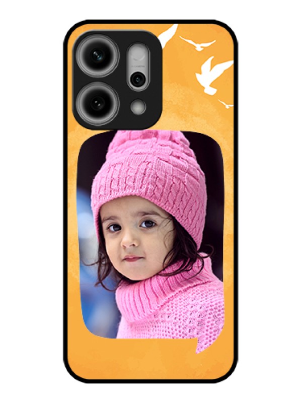 Custom Oppo Reno 14 Pro 5G Custom Glass Phone Case - Water Color Design With Bird Icons