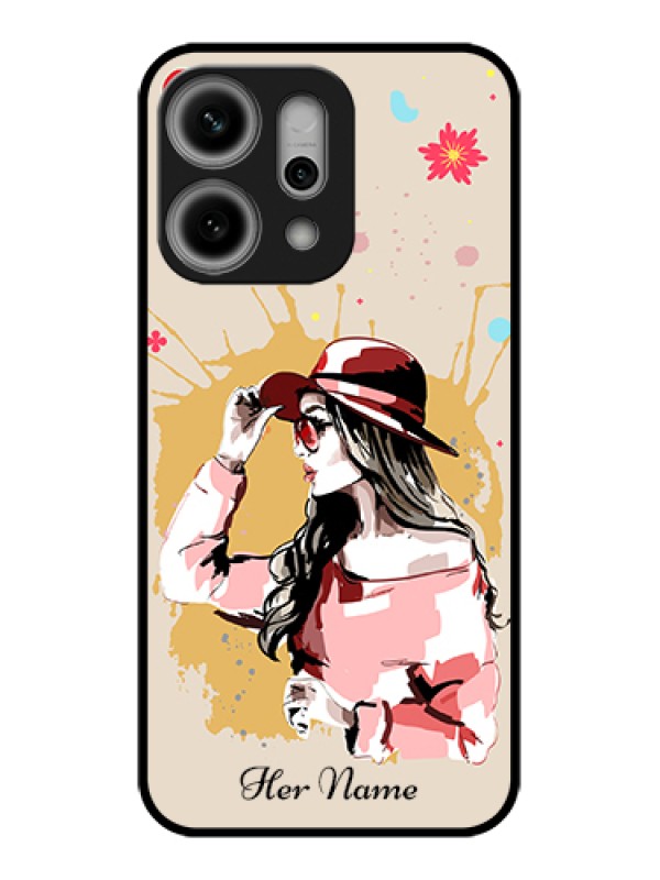 Custom Oppo Reno 14 Pro 5G Custom Glass Phone Case - Women With Pink Hat Design