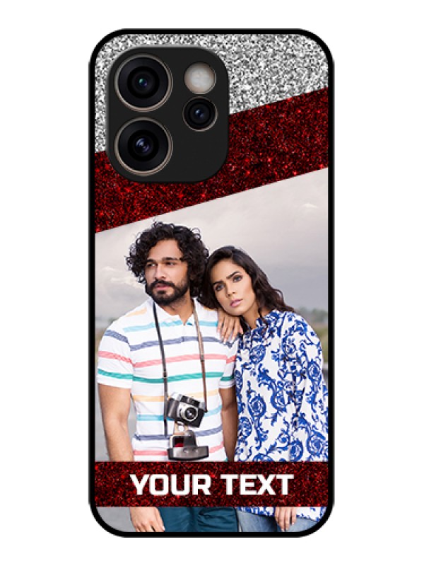 Custom Oppo Reno 15C 5G Custom Glass Phone Case - Image Holder With Glitter Strip Design
