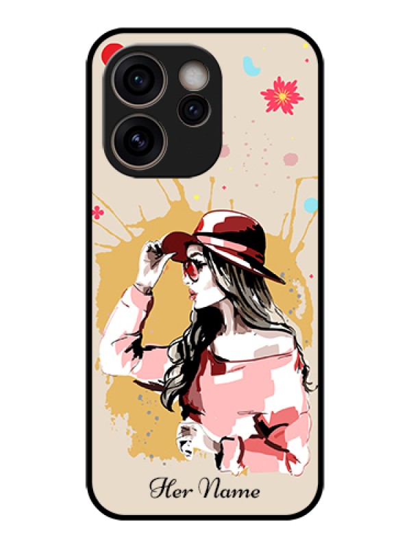 Custom Oppo Reno 15C 5G Custom Glass Phone Case - Women With Pink Hat Design