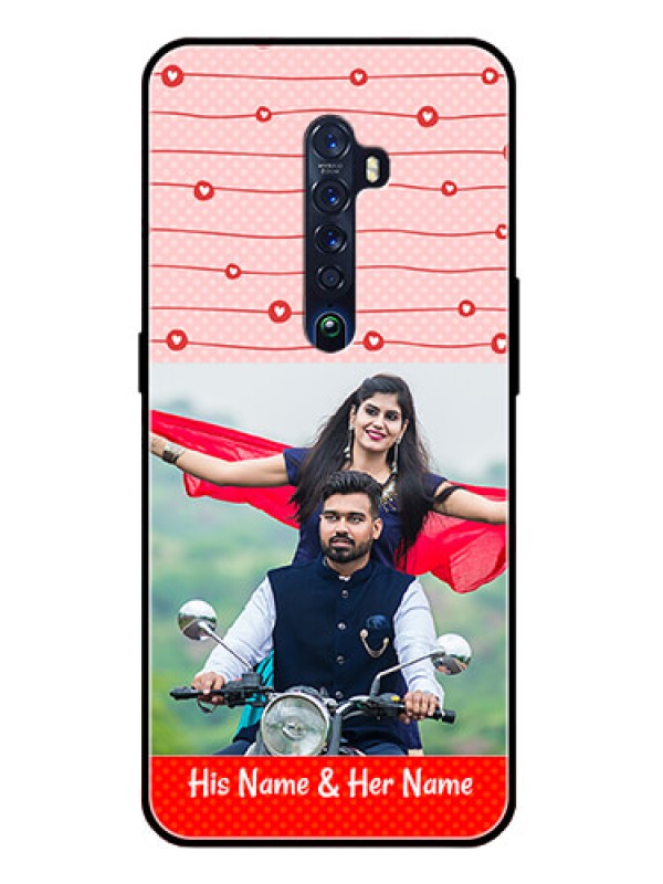 Custom Reno 2 Personalized Glass Phone Case  - Red Pattern Case Design