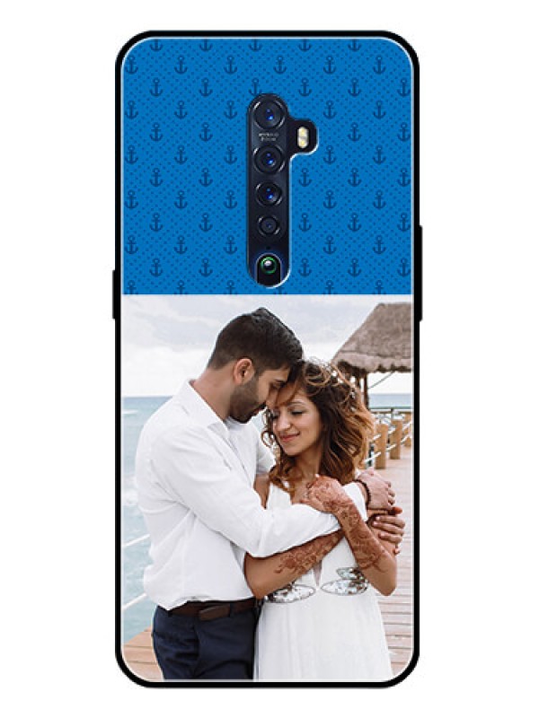 Custom Reno 2 Photo Printing on Glass Case  - Blue Anchors Design