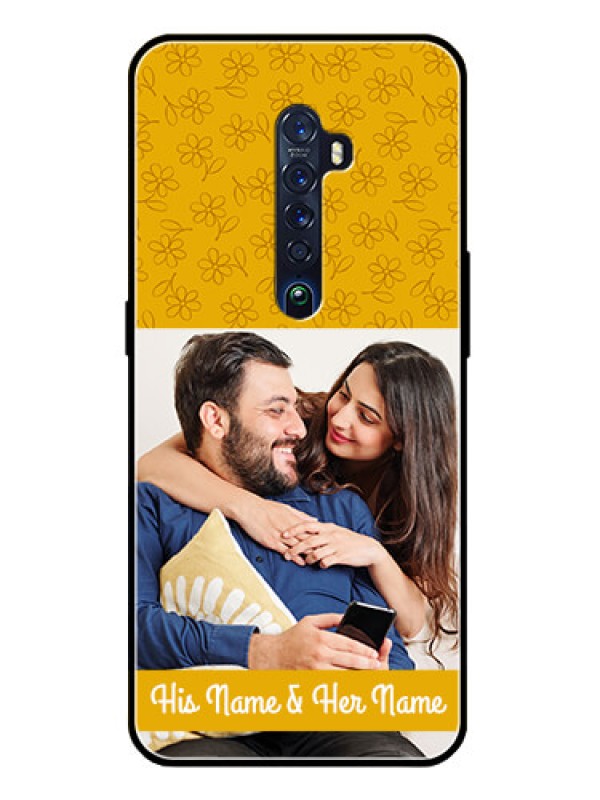 Custom Reno 2 Custom Glass Mobile Case  - Yellow Floral Design