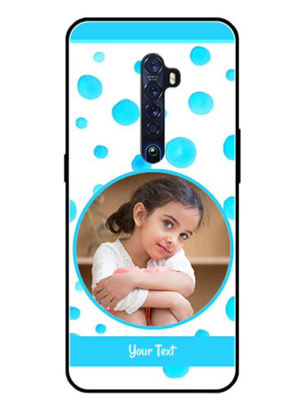 Custom Reno 2 Photo Printing on Glass Case  - Blue Bubbles Pattern Design