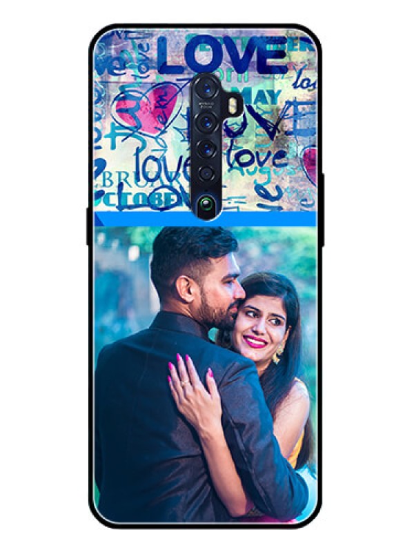 Custom Reno 2 Custom Glass Mobile Case  - Colorful Love Design