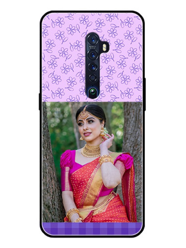 Custom Reno 2 Custom Glass Phone Case  - Purple Floral Design