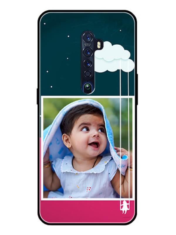Custom Reno 2 Custom Glass Phone Case  - Cute Girl with Cloud Design