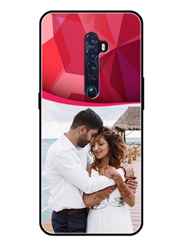 Custom Reno 2 Custom Glass Mobile Case  - Red Abstract Design