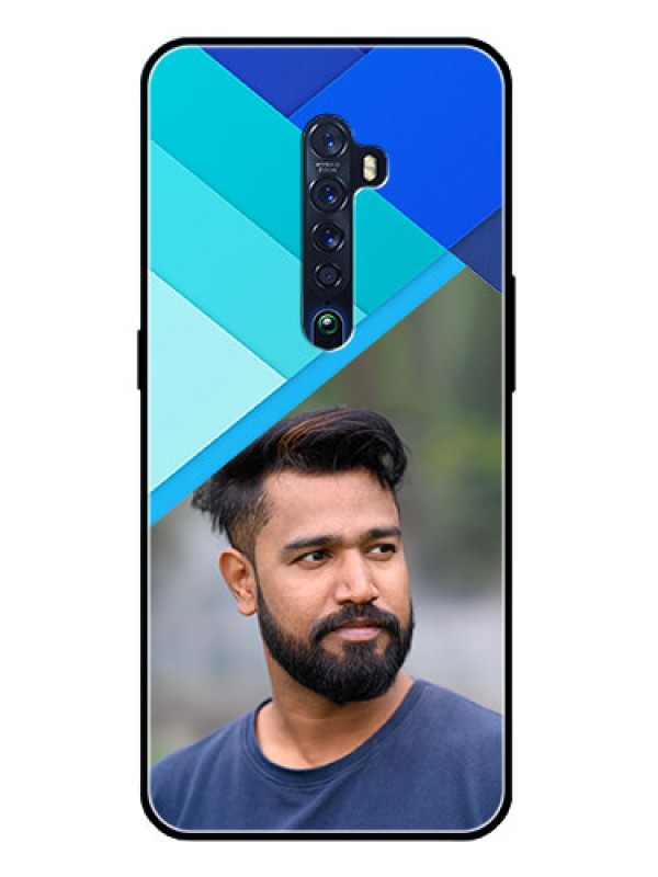 Custom Reno 2 Custom Glass Phone Case  - Blue Pattern Design